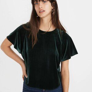 Madewell Velvet Butterfly Top in Green Size Small